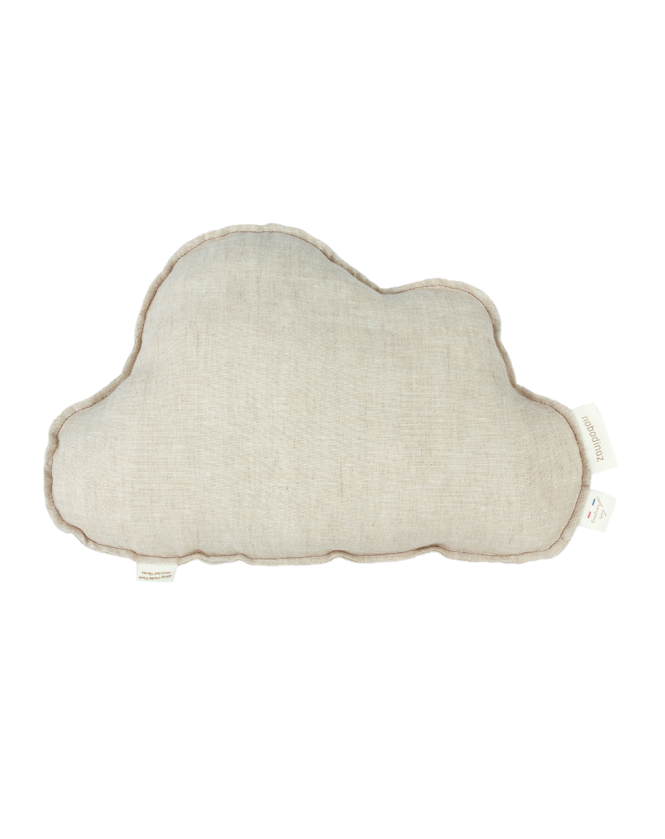 Lin français coussin nuage Greige (Nobodinoz)