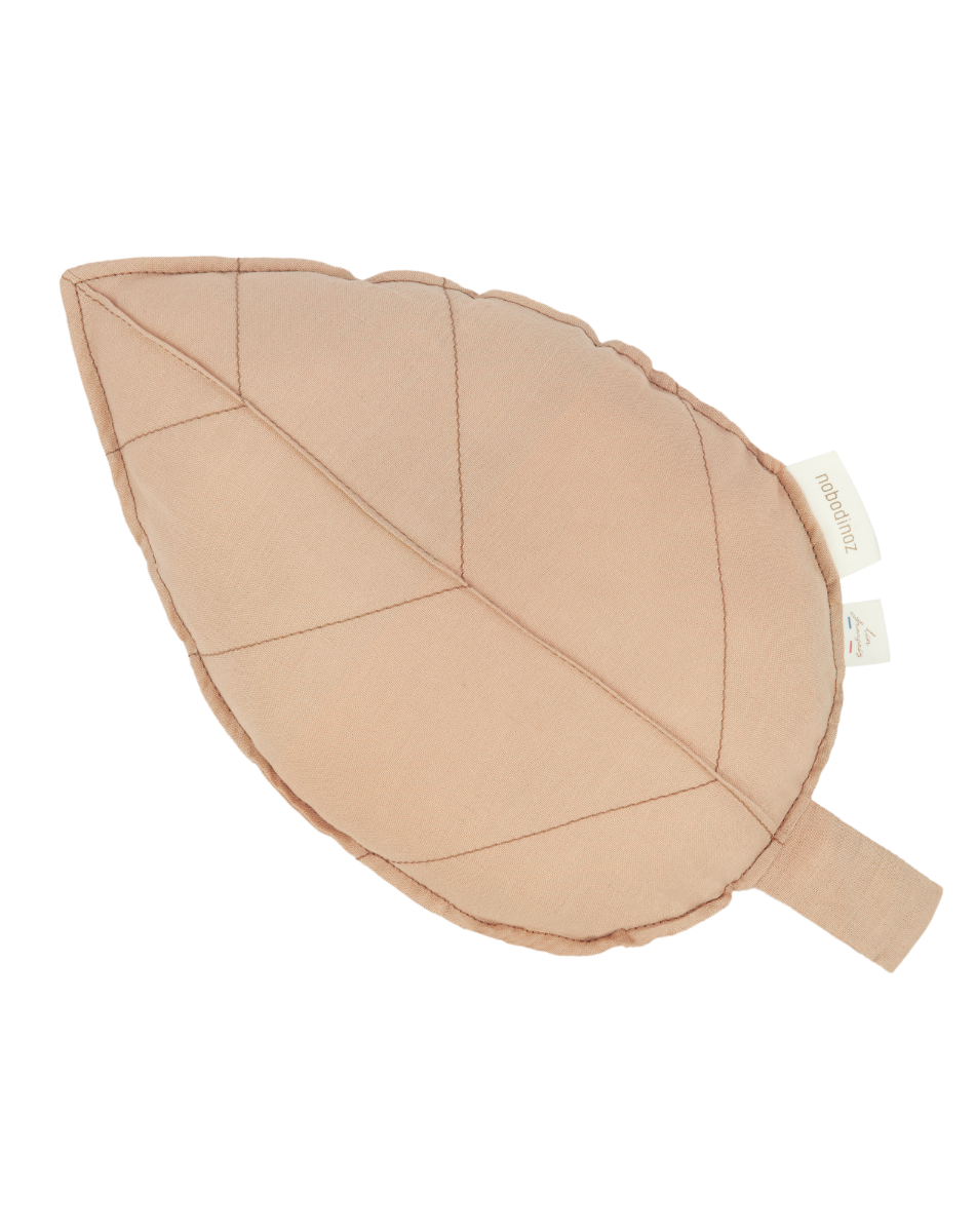 Lin français coussin feuille Sand (Nobodinoz)