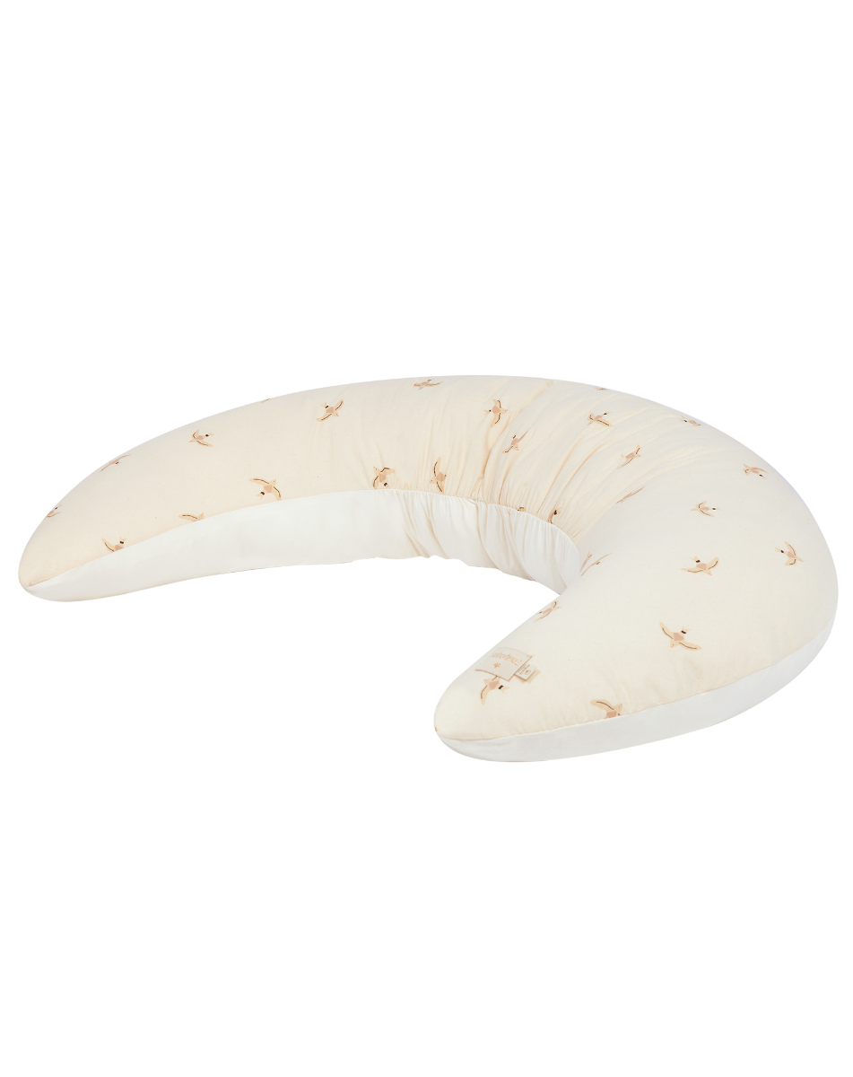 Coussin de maternité Luna nude haiku birds natural (Nobodinoz)