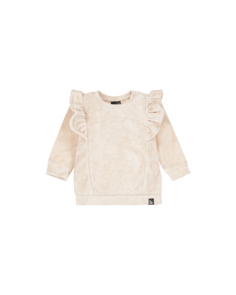 Sweat bébé fille velours beige (Babystyling)