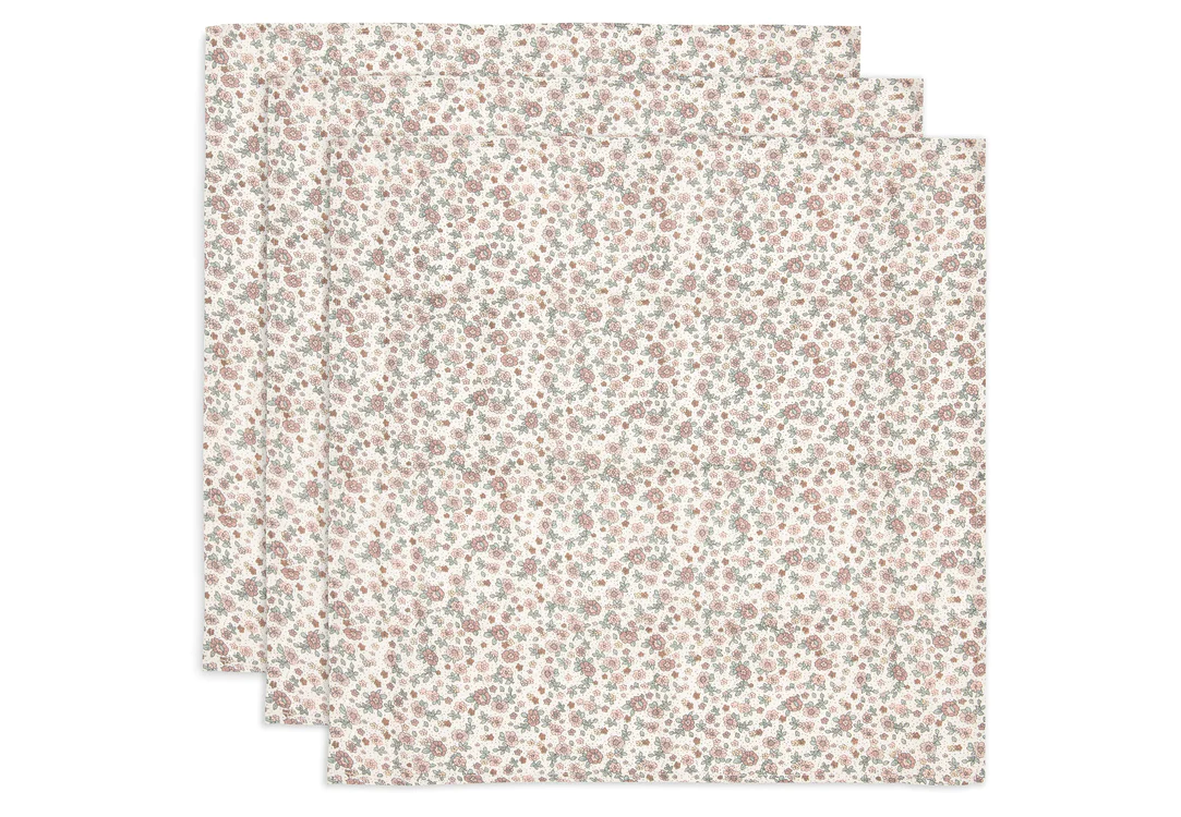 Lange Gaze de Coton Small 70x70cm Retro Flowers - 3 Unités (Jollein)