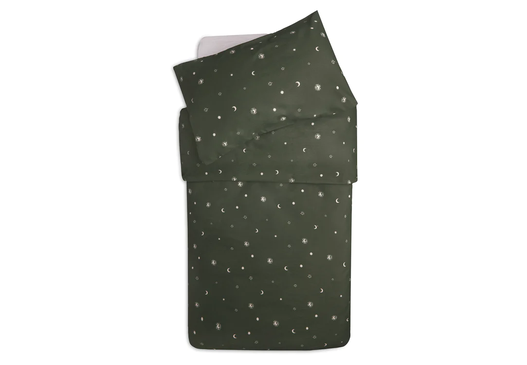 Housse de Couette et Taie 100x135/140cm Stargaze - Leaf Green (Jollein)