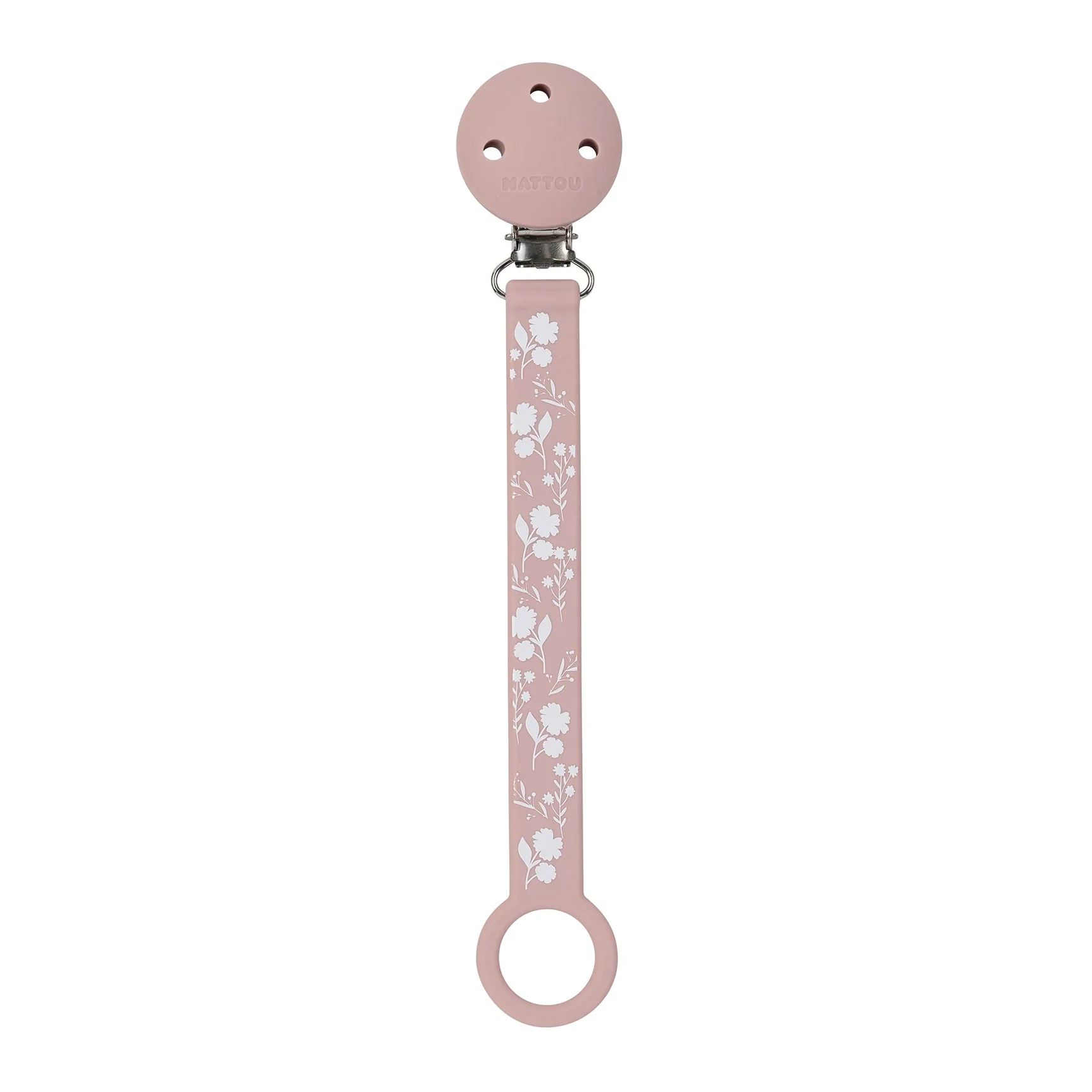 Attache-Sucette avec Fixation Universel Silicone Motif Rose (Nattou)