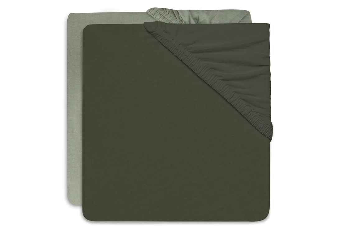 Drap-housse Jersey 60x120cm Ash Green/Leaf Green - 2 pièces (Jollein)