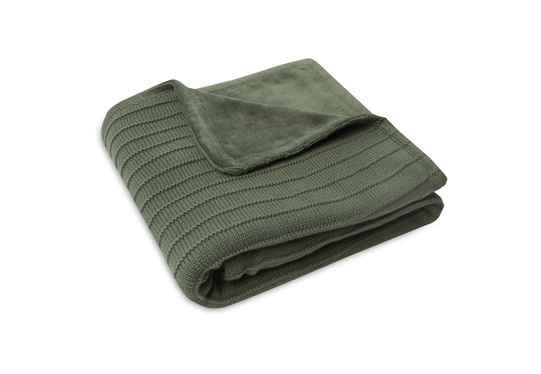Couverture Berceau 75x100cm Pure Knit - Leaf Green/Velvet - GOTSl (Jollein)
