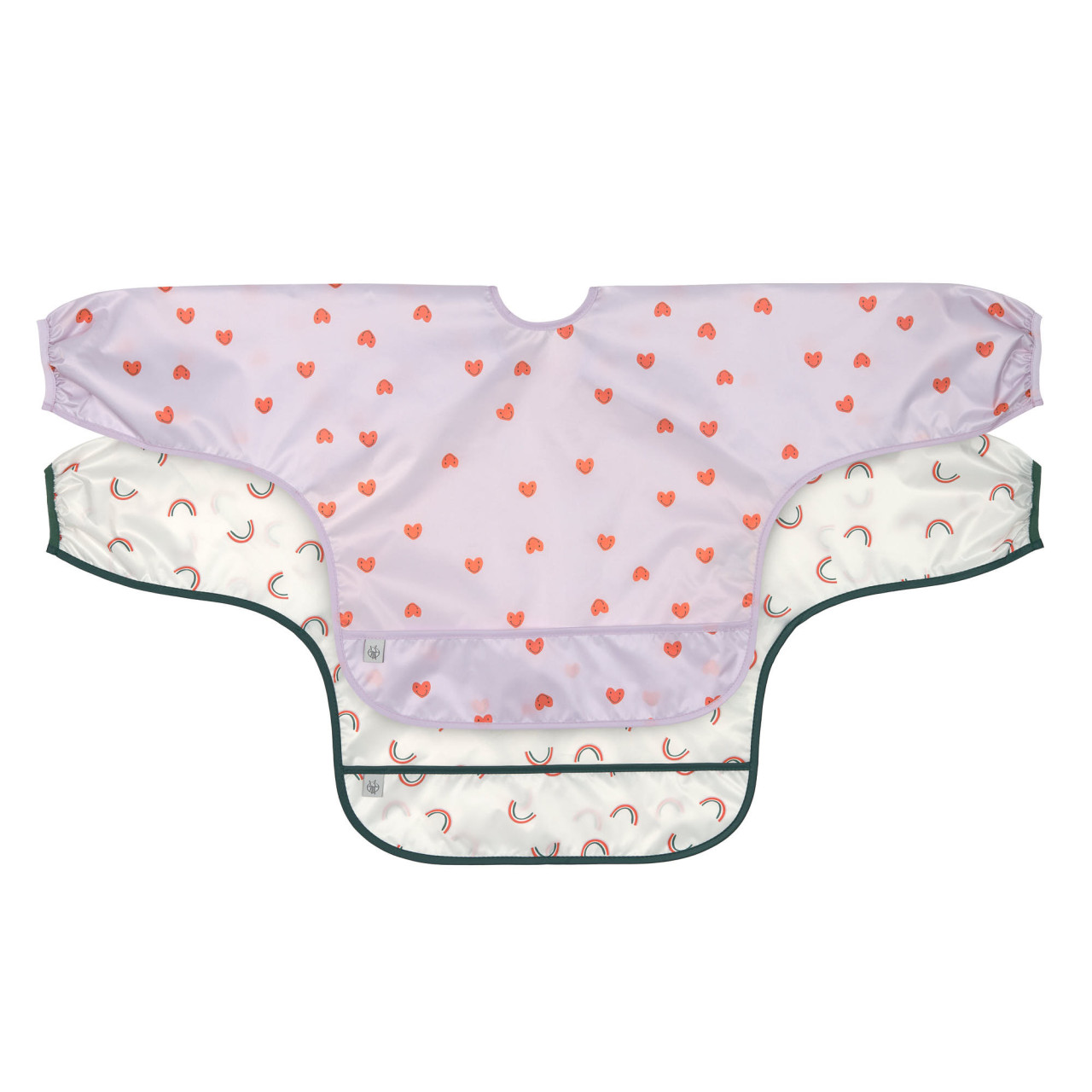Bavoirs manches longues avec poche (2pcs) - Happy Rascals, lavande (Lassig)