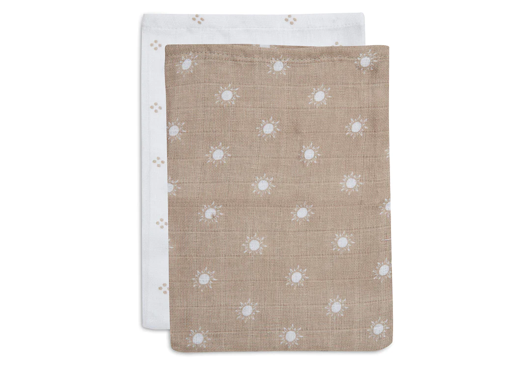 Gant de Toilette Gaze de Coton Pointelle Sun Biscuit - GOTS - 2 pièces (Jollein)