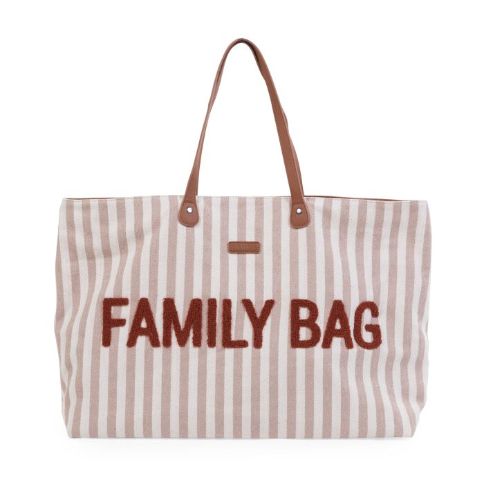 FAMILY BAG SAC À LANGER - RAYURES - NUDE/TERRACOTTA (Childhome)
