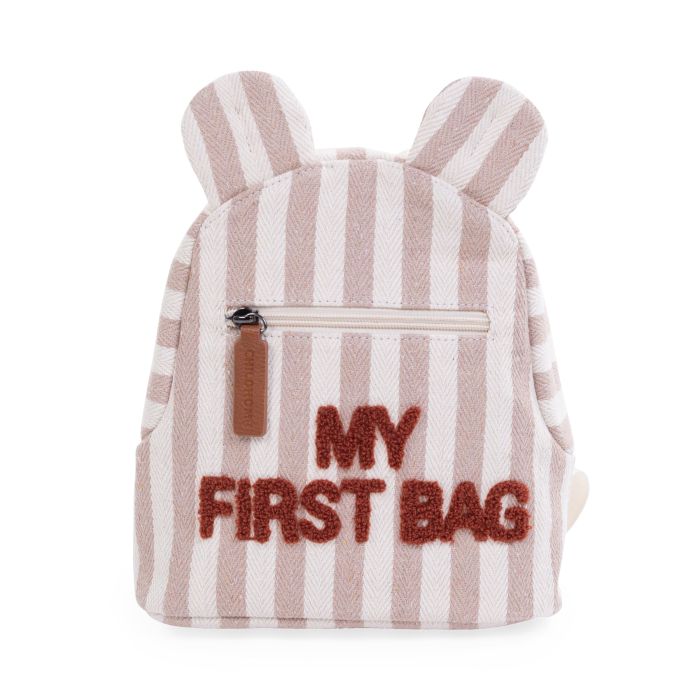 MY FIRST BAG SAC A DOS ENFANT - RAYURES - NUDE/TERRACOTTA (Childhome)