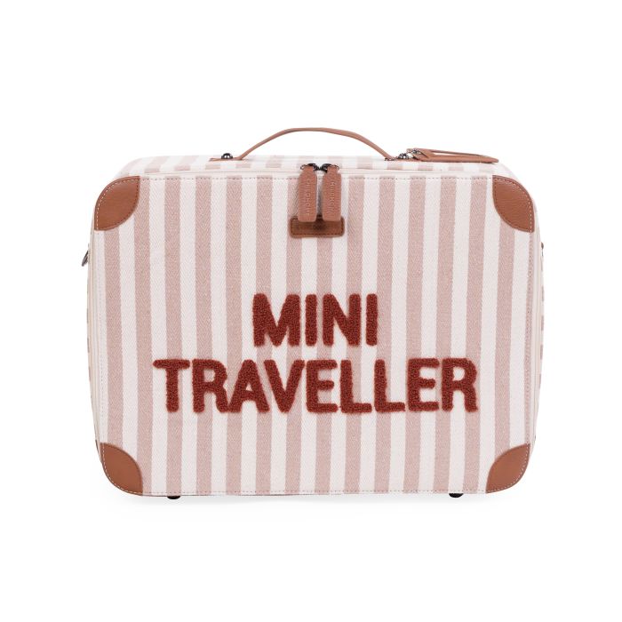 MINI TRAVELLER KIDS SUITCASE - RAYURES - NUDE/TERRACOTTA (Childhome)