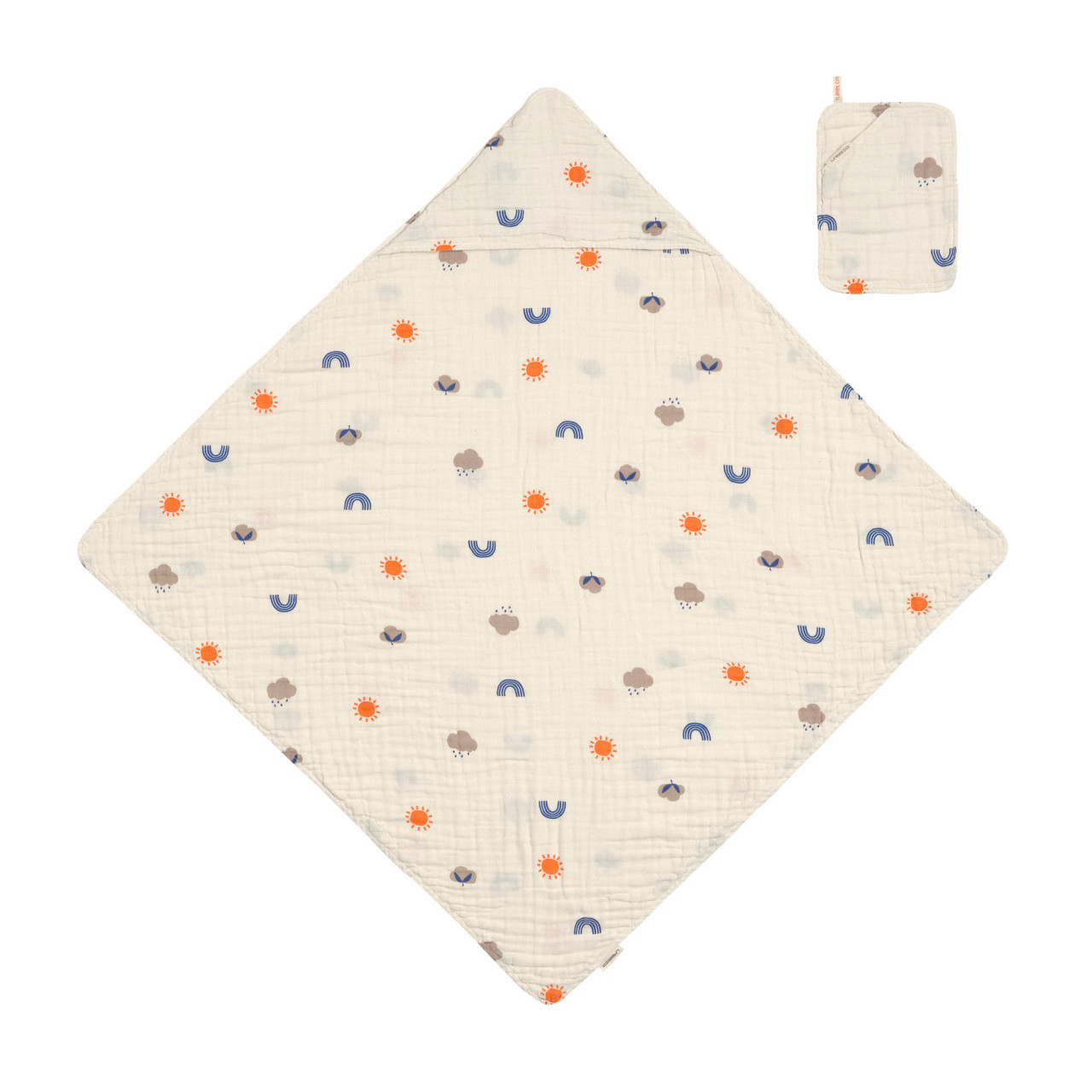 Set mousseline (gant de toilette + cape de bain) - Nature, Beige (Lassig)