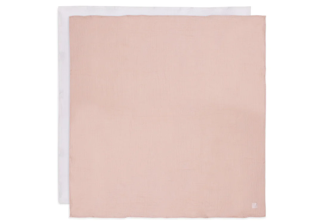 Lange Gaze de Coton Large 115x115cm - Wild Rose/Ivory - 2 Unités (Jollein)
