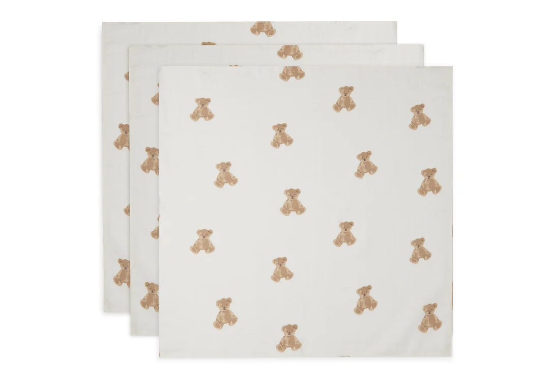 Lange gaze de coton 70x70cm Teddy Bear - 3 pièces (Jollein)