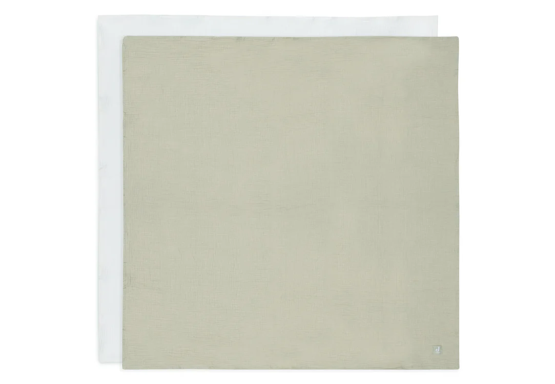 Lange Gaze de Coton Large 115x115cm - Olive Green/Ivory - 2 Unités (Jollein)