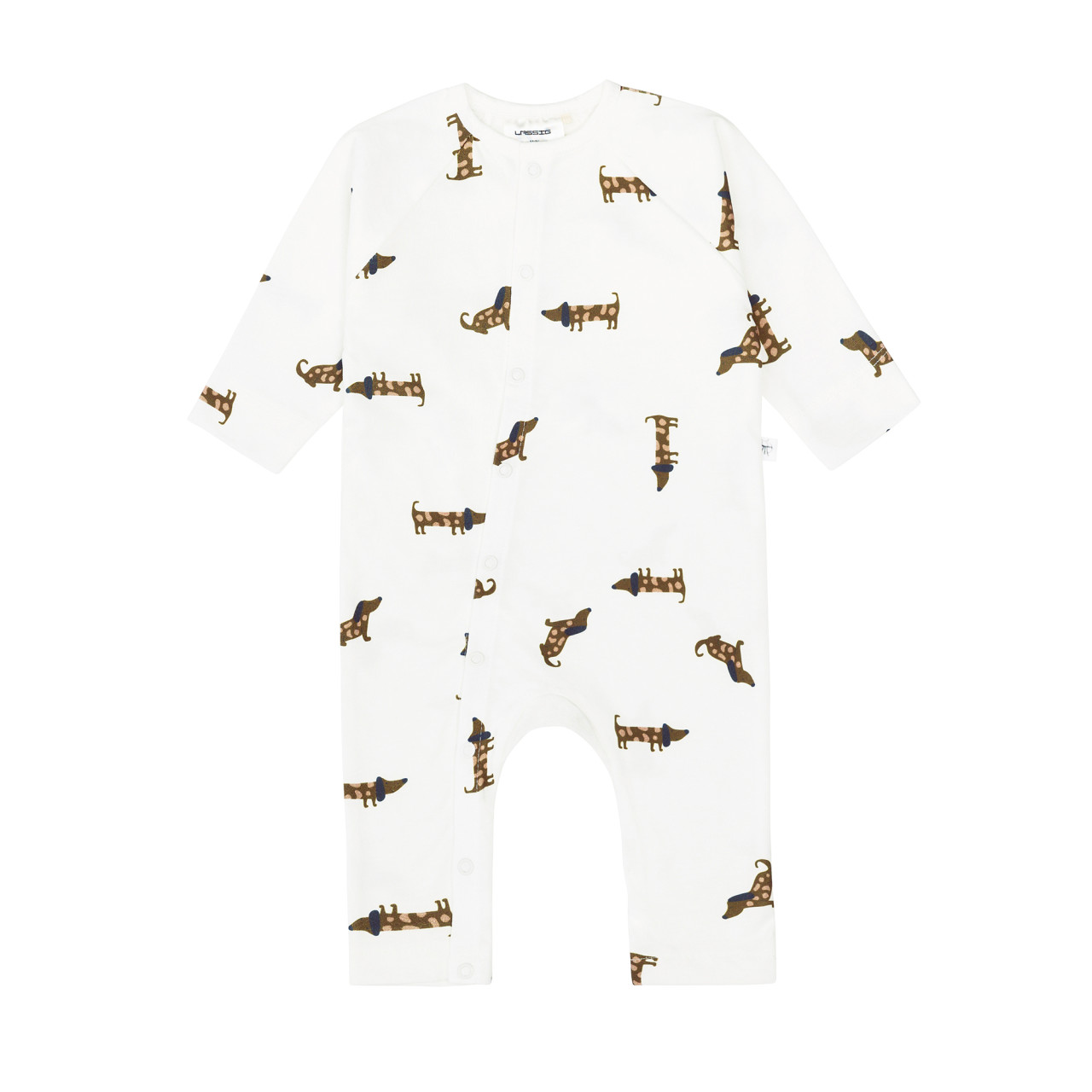 Grenouillère bébé - bio boton, Chien beige (Lassig)