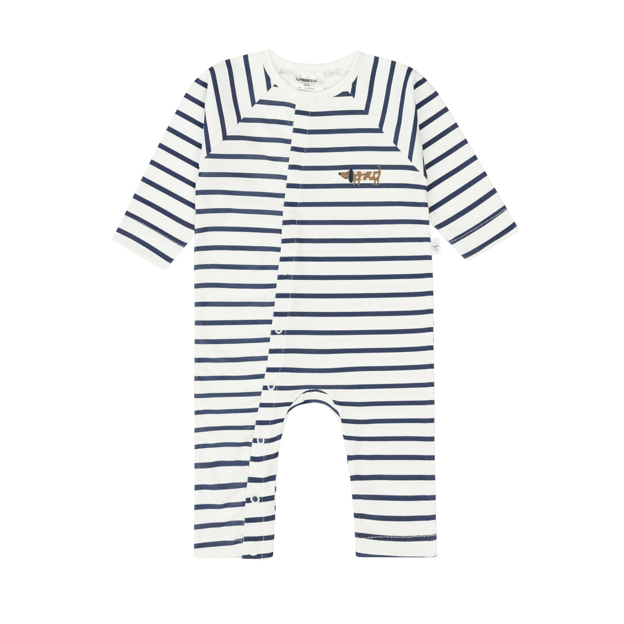 Grenouillère bébé - bio boton, chien marine (Lassig)