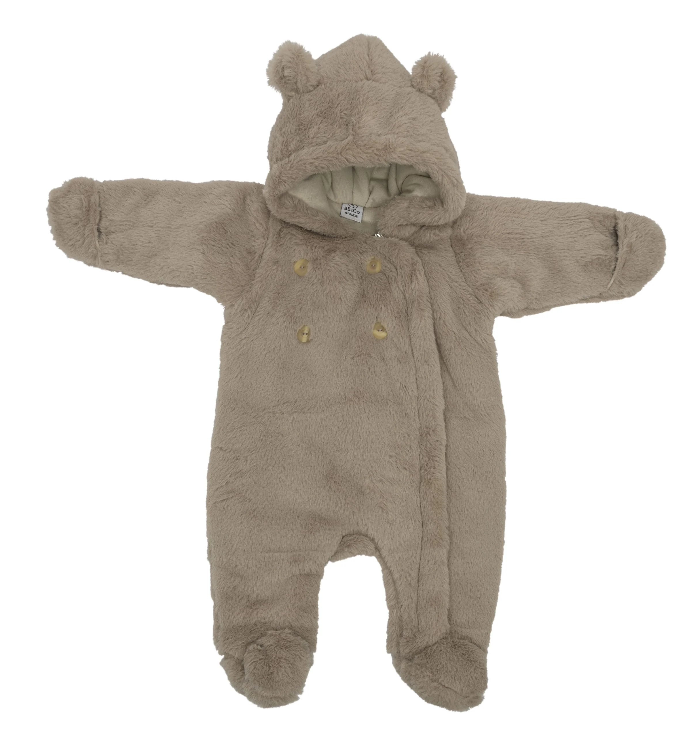 Combi pilote ours en fausse fourrure angora – beige (BB and CO)