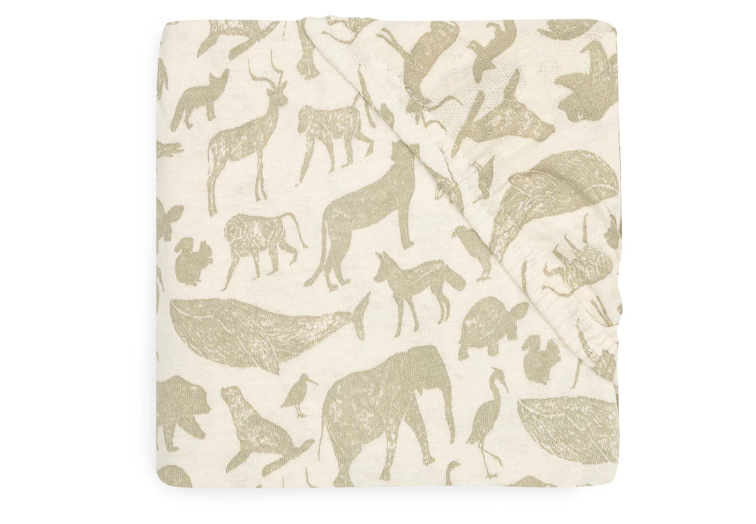 Drap-housse Jersey 40/50x80/90cm Animals Olive Green(Jollein)
