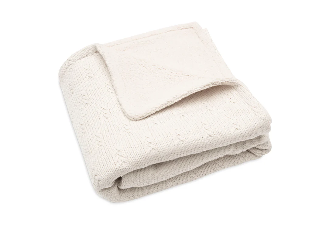 Couverture Berceau 75x100cm Grain knit Oatmeal/Velvet  (Jollein) – Image 2