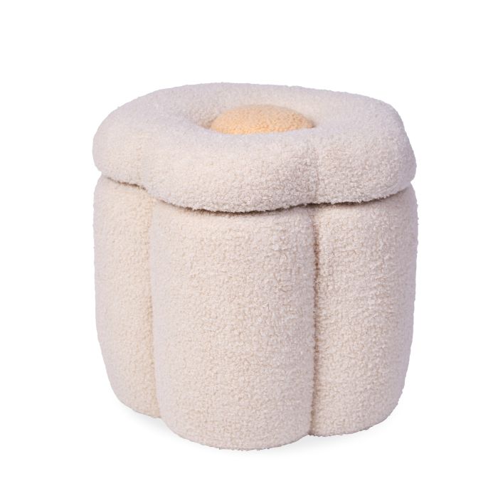 POUF DE FLEUR + COFFRE A JOUET - ECRU (Childhome)