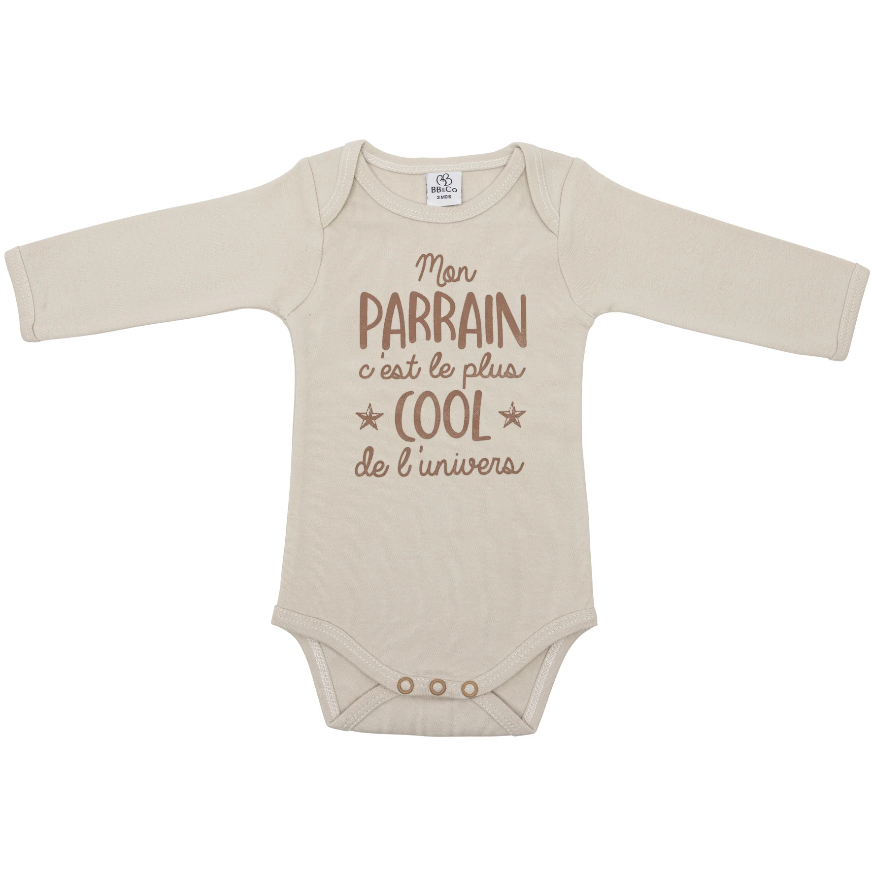 Body manches longues “Mon parrain c’est le plus cool” sable (BB and Co)