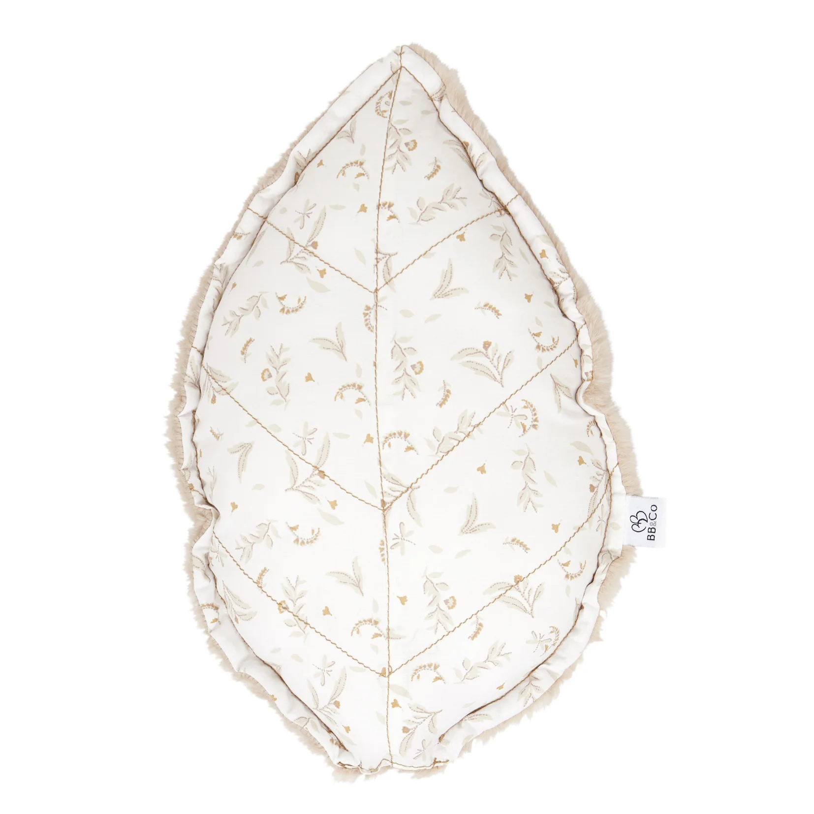 Coussin déco forme feuillle coton imp./ angora beige – Daydream (BB and CO)