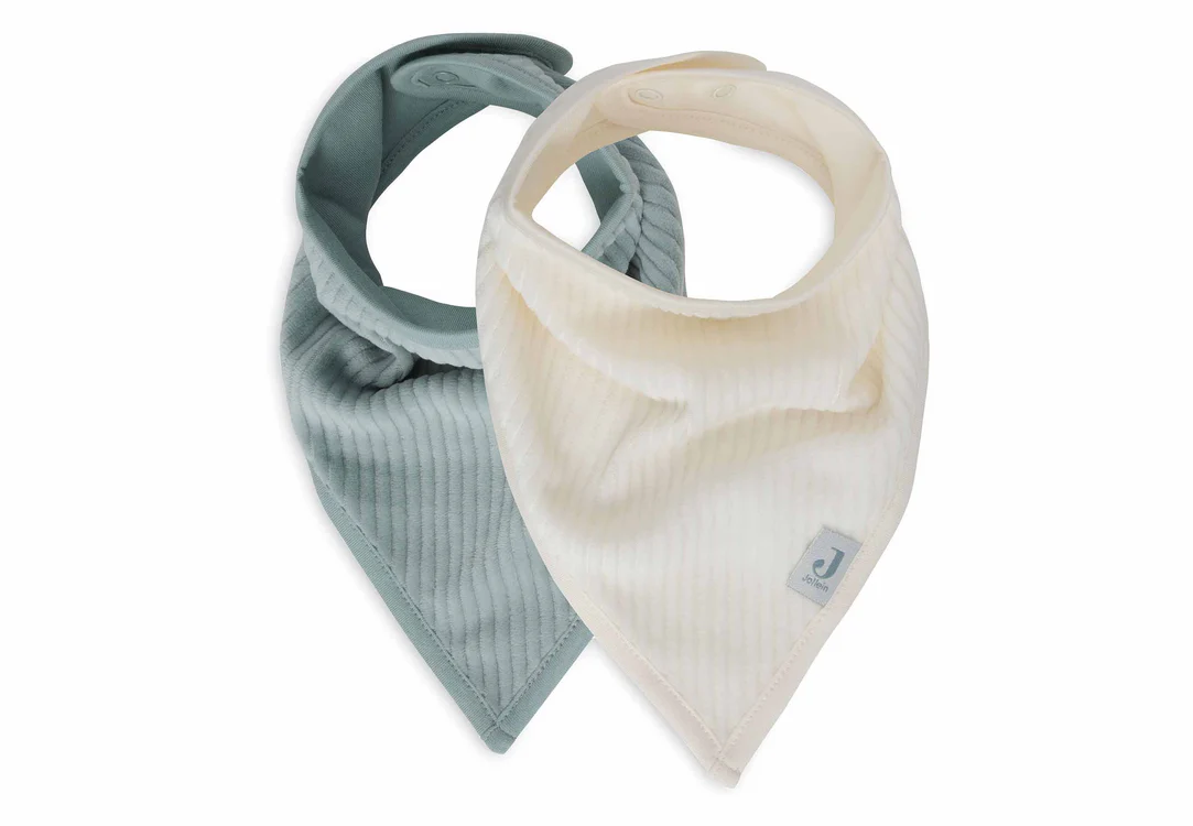 Bavoir Bandana Velvet Rib - Sea Green/Ivory - 2 Unités (Jollein)