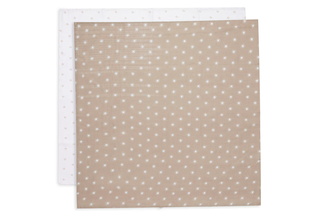 Lange gaze de Coton Small Pointelle & Sun Biscuit GOTS (2p) (Jollein)