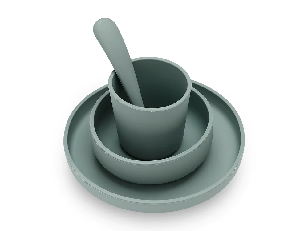 Set de table bébé Silicone Ash Green (4pcs) (Jollein)