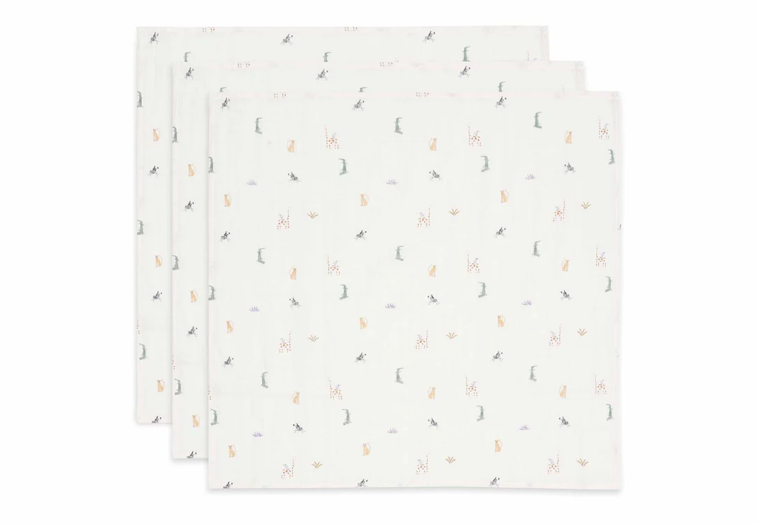 Lange Gaze de Coton Small 70x70cm - Jungle Jambo - 3 Unités (Jollein)