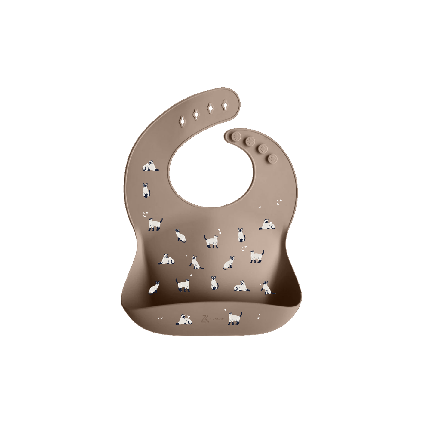 Bavoir en silicone Minouche Taupe (ZAKUW)