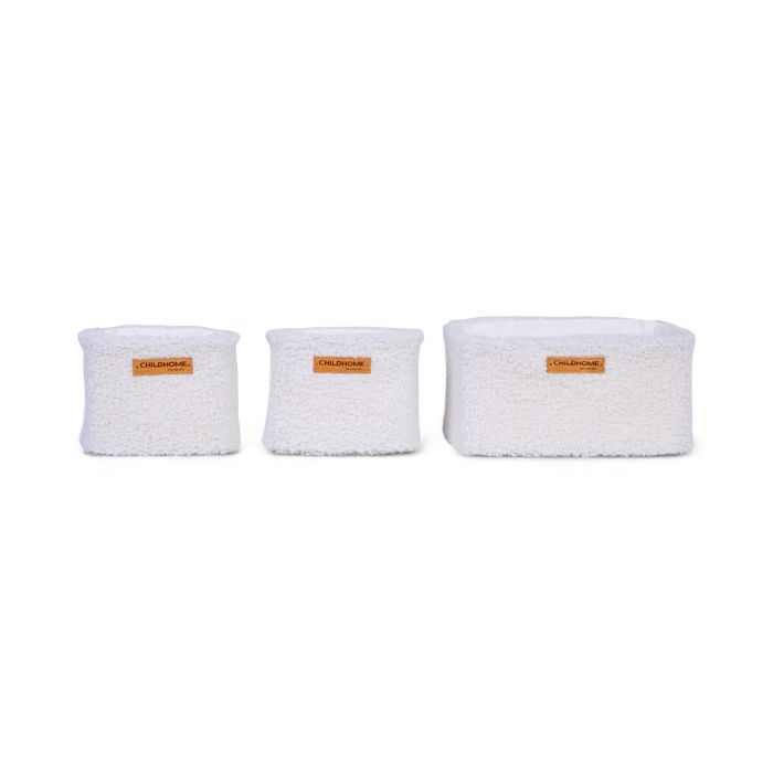 Lot de 3 Paniers Suspendus - 21x14x10 Cm + 14x10x10 Cm - Teddy Ecru (Childhome)