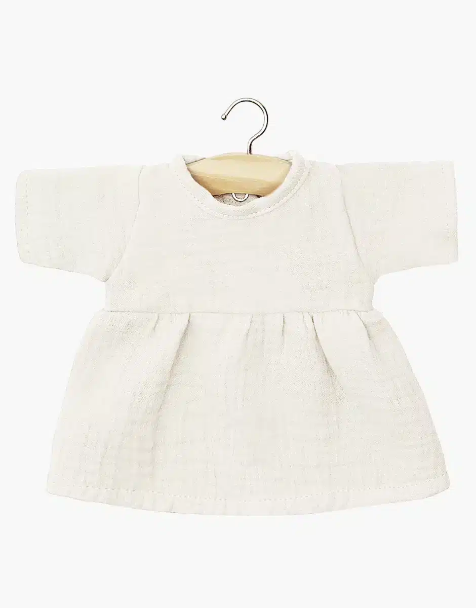 Robe Faustine à manches longues en gaze de coton écru (Minikane)