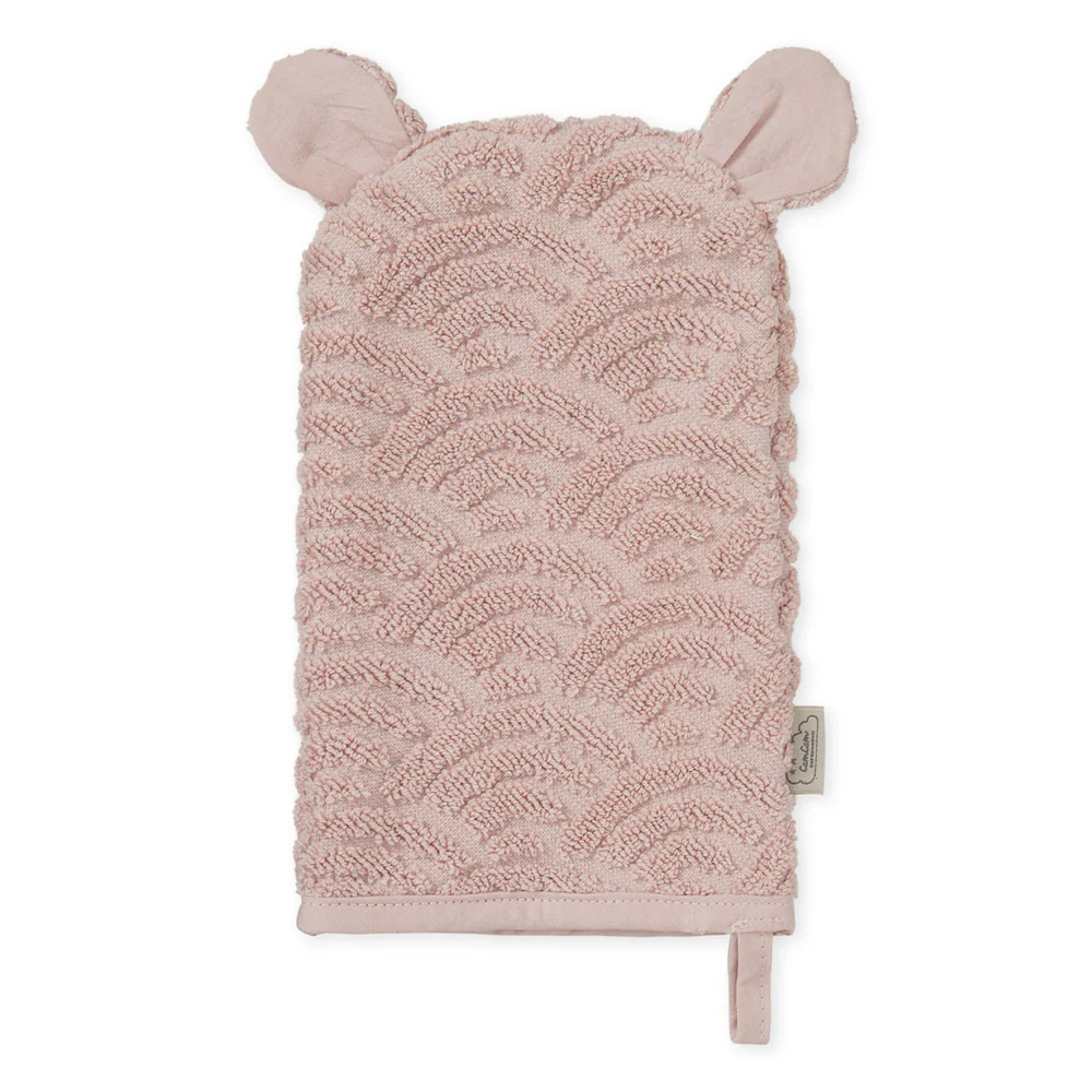 Gant de toilette avec oreilles - GOTS Vieux rose (CamCam)