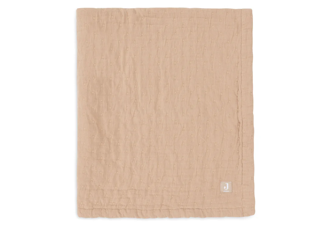 Couverture Berceau Gaze De Coton 75x100cm Jacquard - Biscuit - GOTS (Jollein)