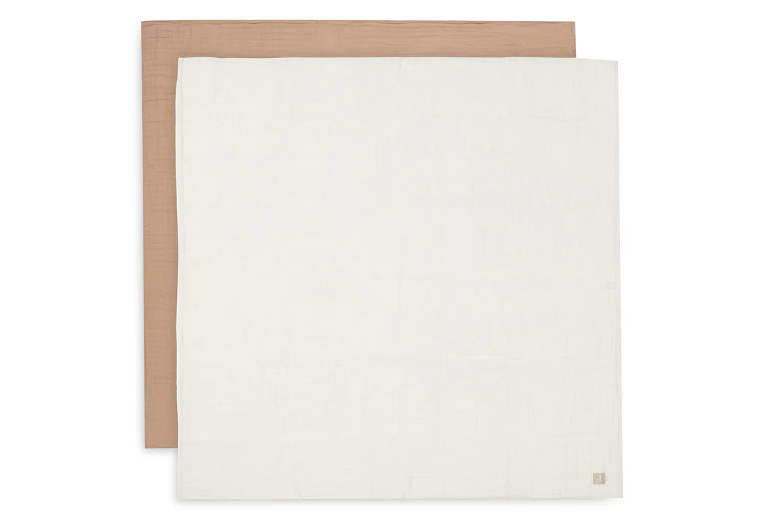Lange Gaze de Coton Large 115x115cm - Biscuit/Ivory - 2 Unités (Jollein)