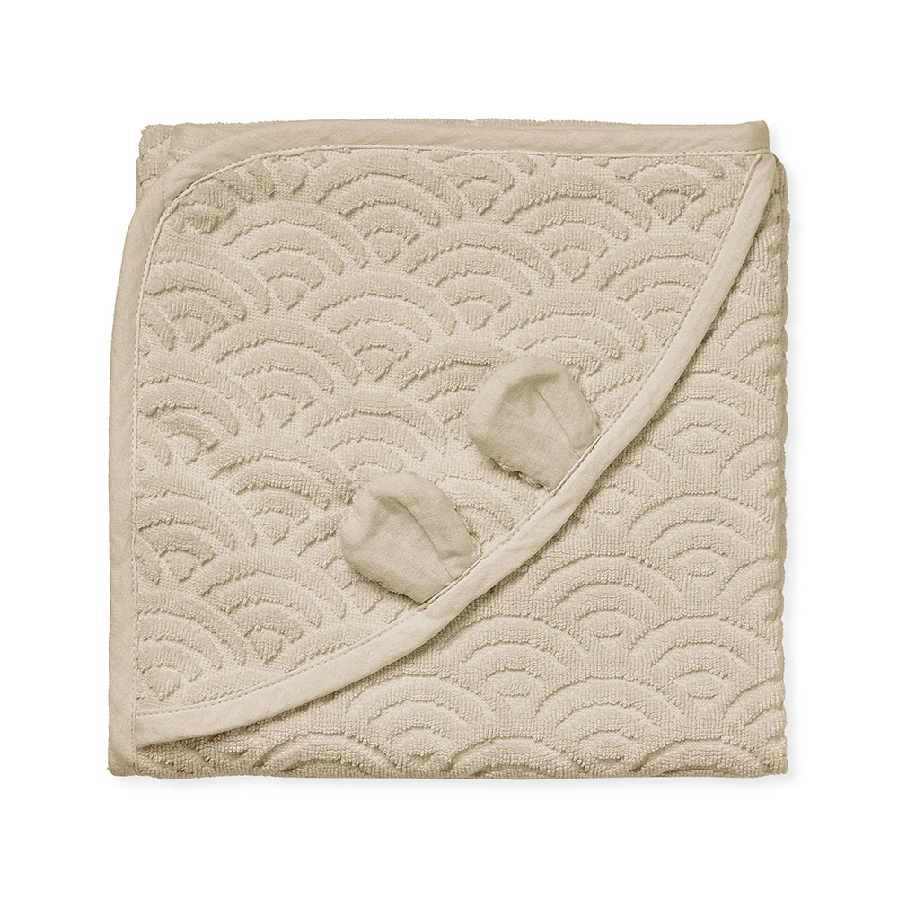 Serviette de bain, Bébé, capuche avec oreilles - GOTS Amande (CamCam)