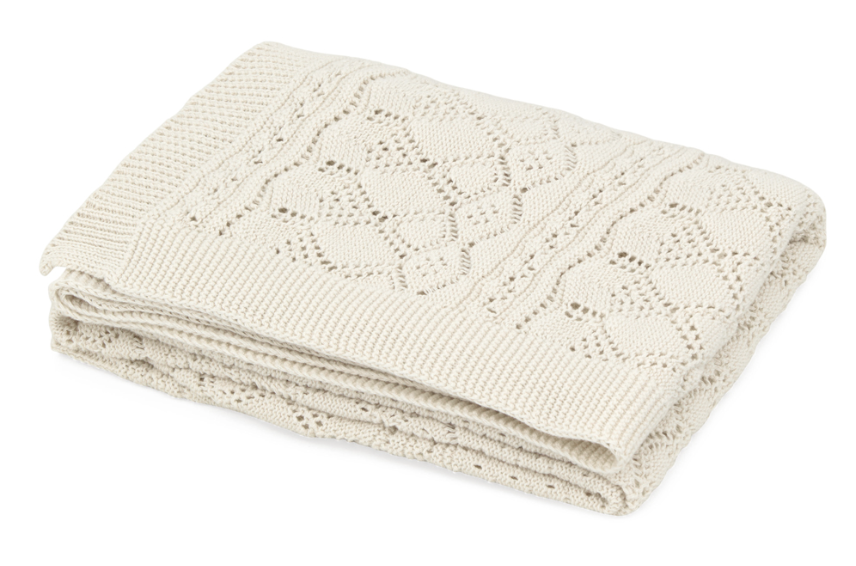 Plaid bébé en tricot Pointelle - GOTS - Off White (CamCam)