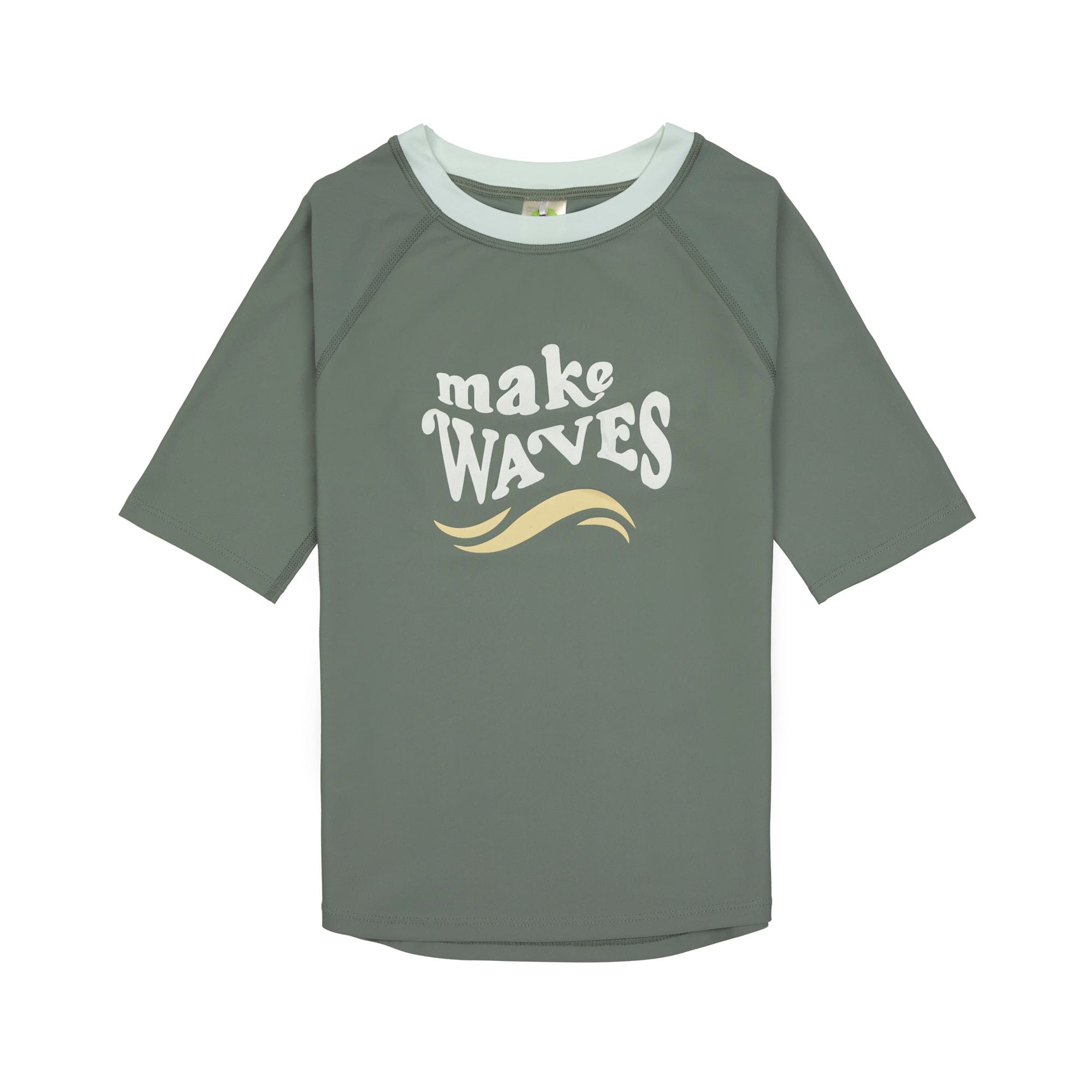 T-shirt de bains à manches longues enfants (anti-UV) - Vagues, olive foncé (Lassig)