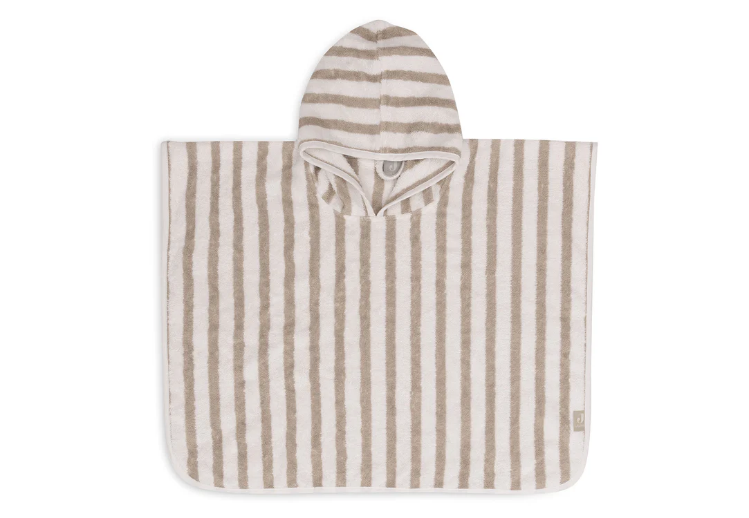 Poncho de Bain Stripe Éponge - Olive Green - GOTS (Jollein)