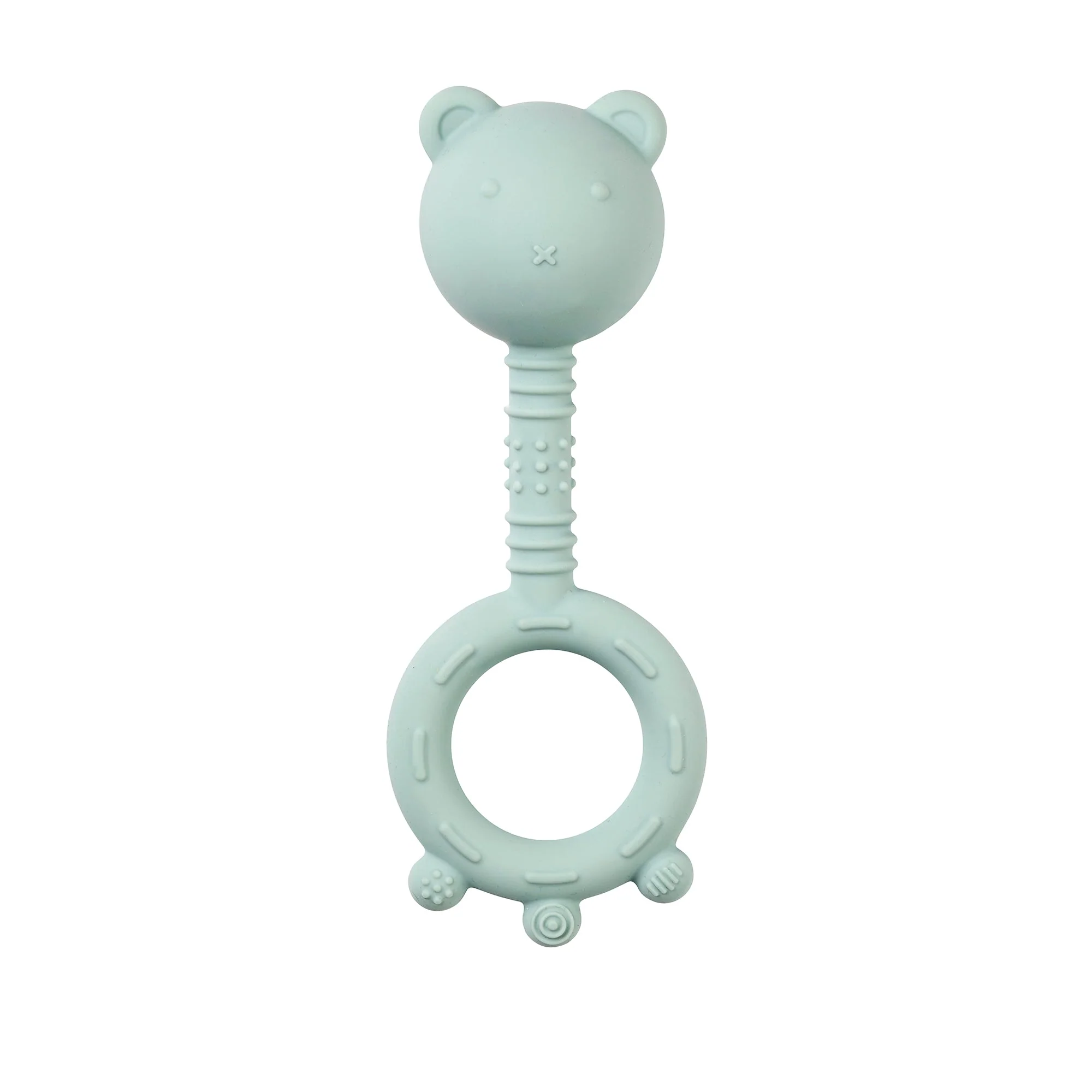 Hochet Ours SILICONE - SILICONE - 6 cm - Silicone vert pastel (nattou)