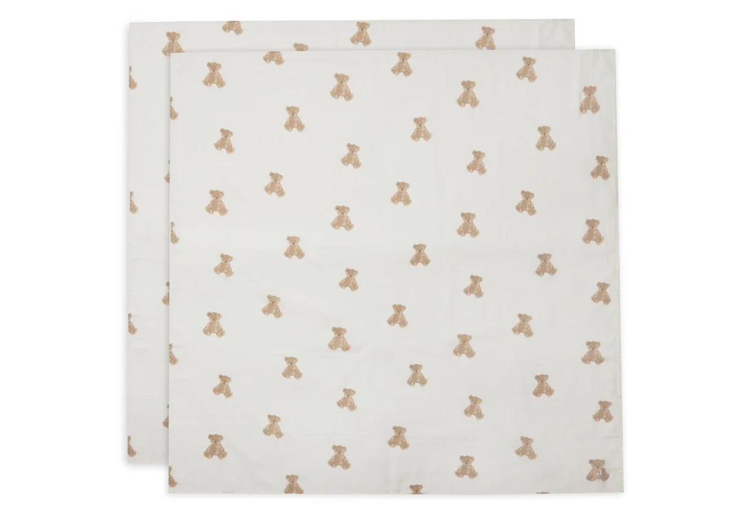 Lange Gaze de Coton Large 115x115cm - Teddy Bear - 2 Unités (Jollein)
