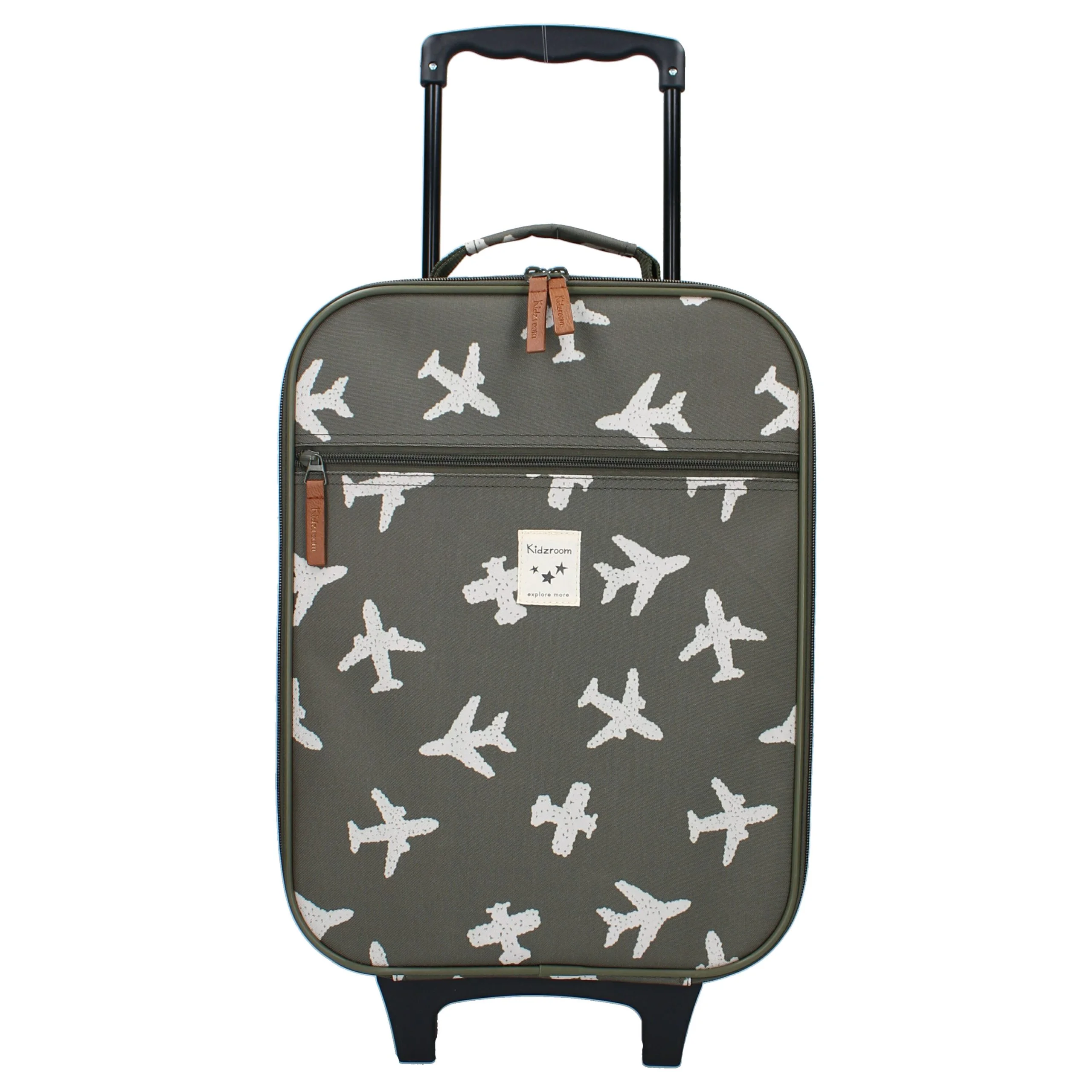 Valise à roulettes enfant – Avions kaki (BB&CO)