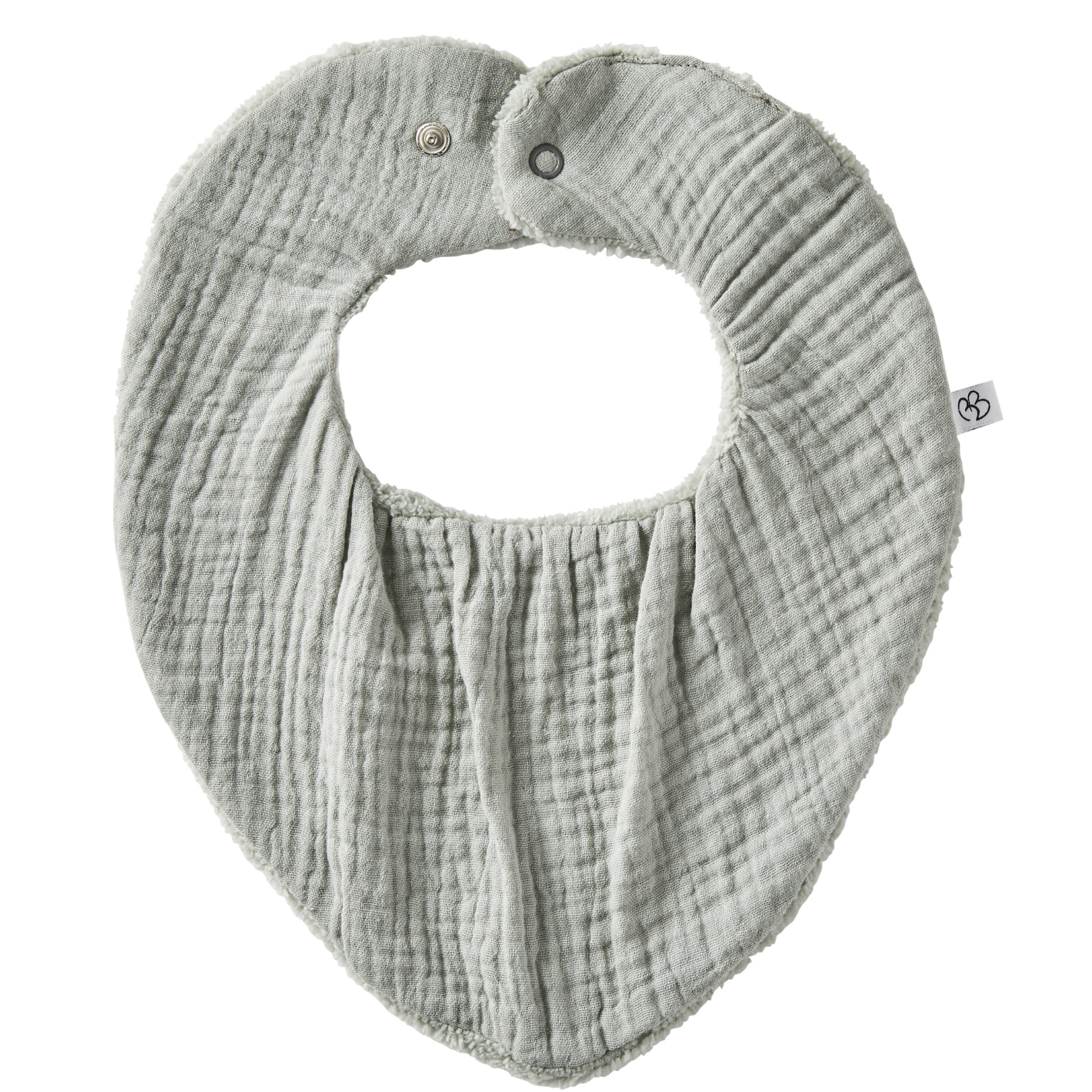 Bavoir-bandana réversible en bambou et gaze vert de gris (BB&CO)