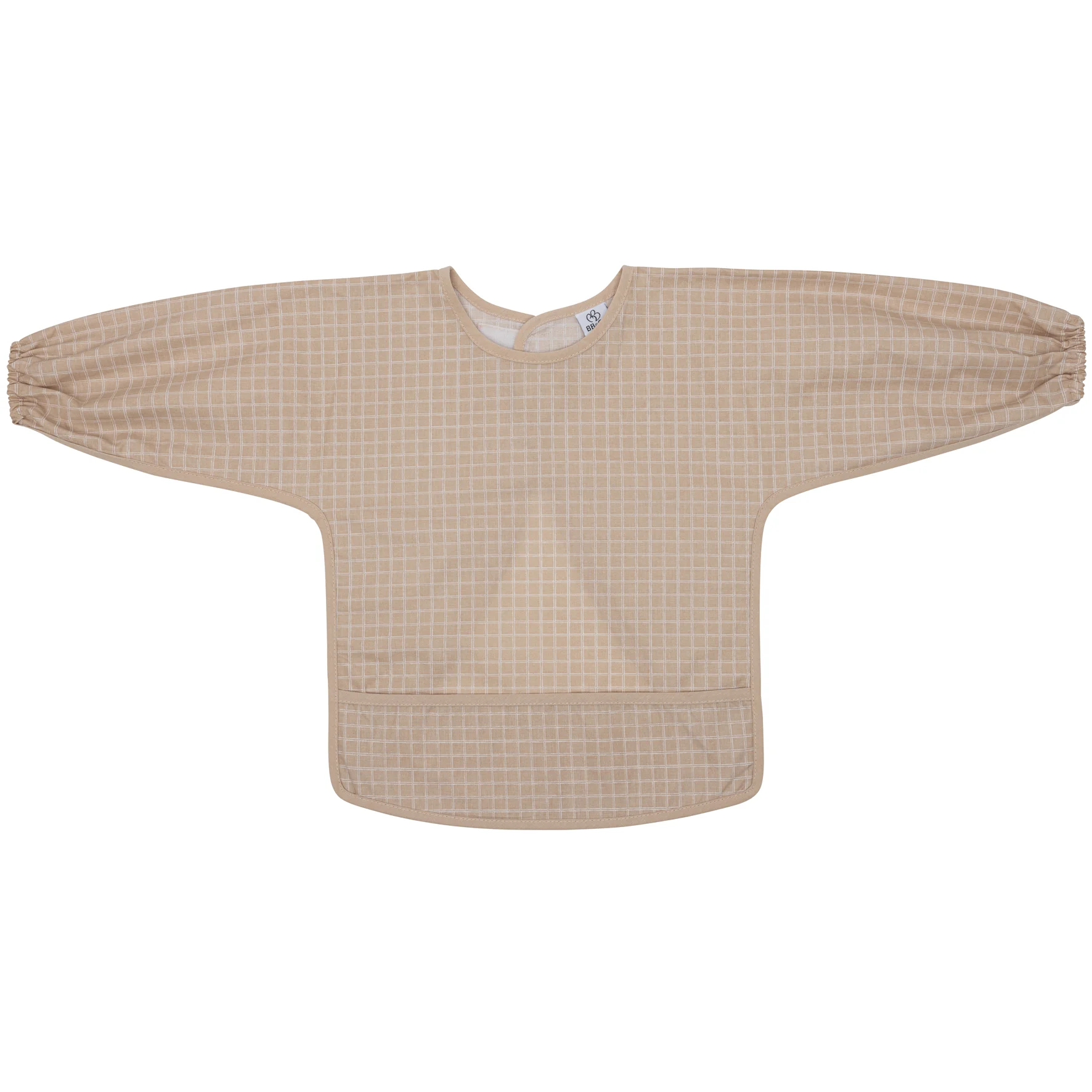 Bavoir-tablier à manches longues imprimé carreaux nude (BB&CO)