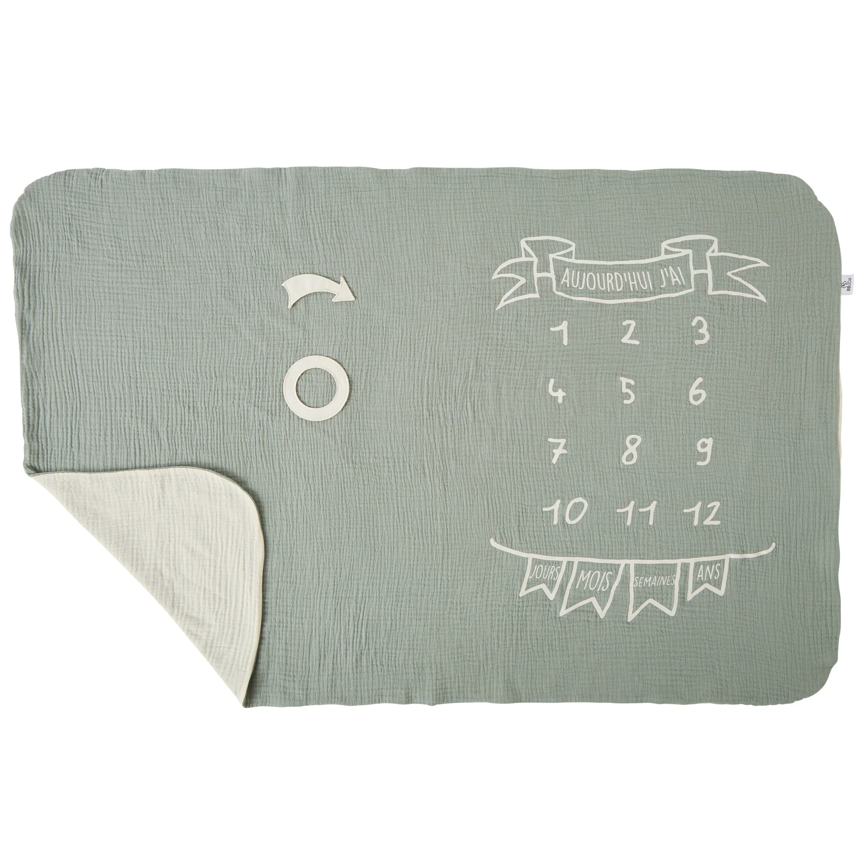 Couverture décor pour photos + 2 accessoires – vert de gris/écru (BB&CO)