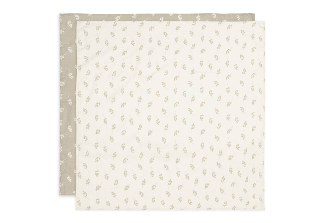 Lange Gaze de Coton Large 115x115cm Twig - Olive Green - 2 Unités (Jollein)