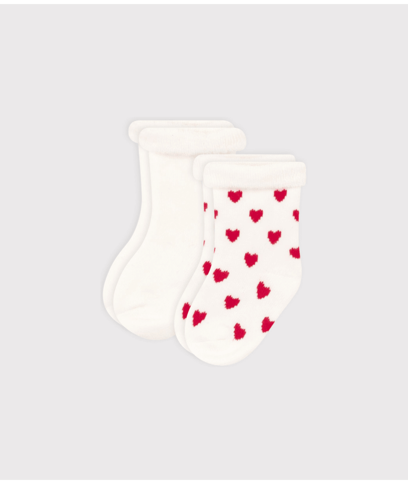 2 PAIRES CHAUSSETTES COEURS  (Petit Bateau)