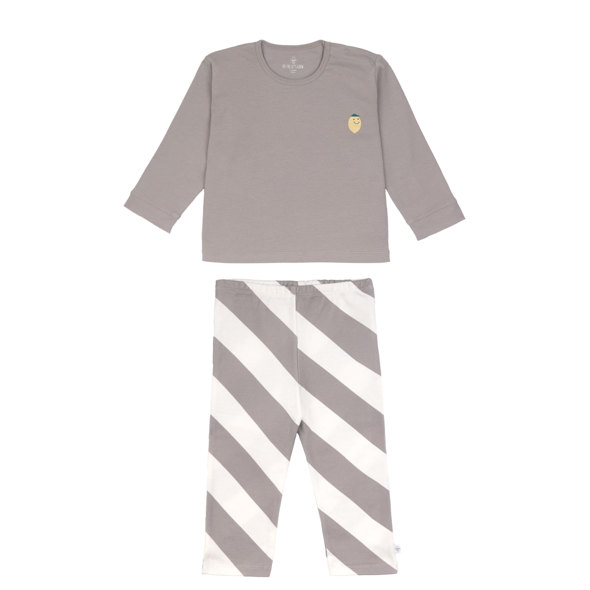 Pyjama à manches longues enfants - bio coton, Citron taupe (Lassig)