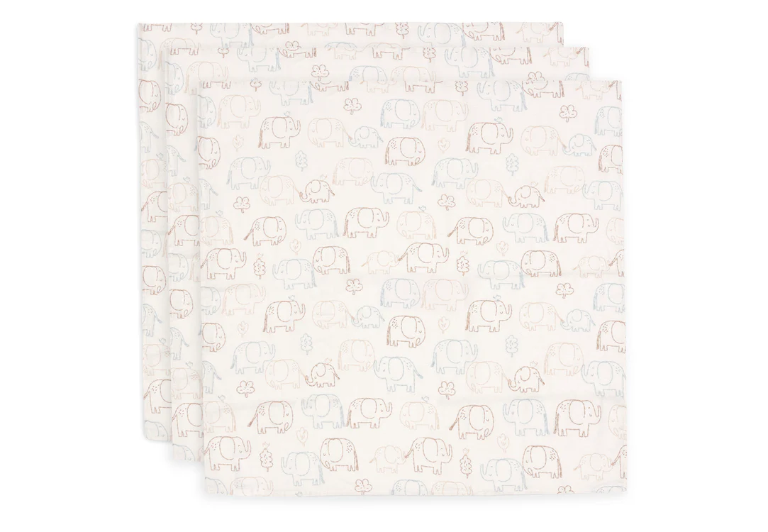 Lange Gaze de Coton Small 70x70cm - Elephant Tales - 3 Unités (Jollein)